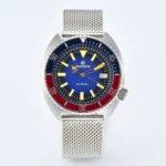 Men's Automatic Diver Watch with Blue Dial and Stainless Steel Mesh Band