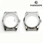 PARNSRPE 39mm recessed bezel daily style wristwatch case set, including strap and hands, sapphire glass crystal, suitable for NH35/NH36 movement